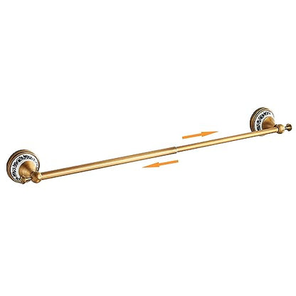 Antique Bronze Brass Towel Bar,Adjustable 15.5 to 27.5 Inch Bath Towel Bar Rack for Bathroom Towel Holder, Wall Mounted Bathroom Hardware Accessories,Porcelain Design - color: Single Towel Bar