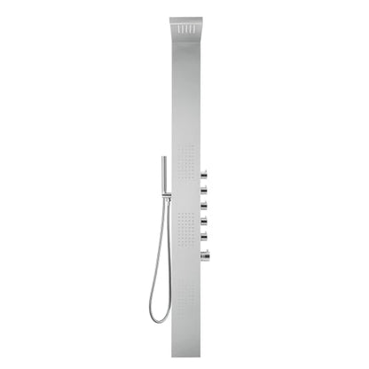 Blue Ocean 65” Stainless Steel SPS8852 Thermostatic Shower Panel Column System with Rainfall Shower Head, Body Nozzles, and Handheld Shower Head, Shower Tower - style: 65 inch Stainless Steel
