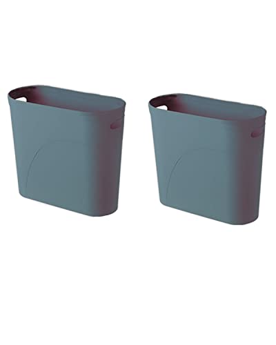 Bathroom Small Trash Can, 3 Gallon Slim Plastic, Set of 2, Blue - color: 2pack-Blue