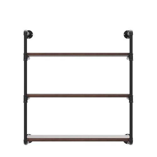 Industrial Pipe Shelves With Wood Planks,Rustic Pipe Shelving Wall Shelf | Metal Pipe Solid Pine Wood,Easy to Assemble,Wooden Board Thickness 0.78 In,For Bar Farmhouse Kitchen Office Bathroom,Bedroom - color: 3-layer, size: 30in