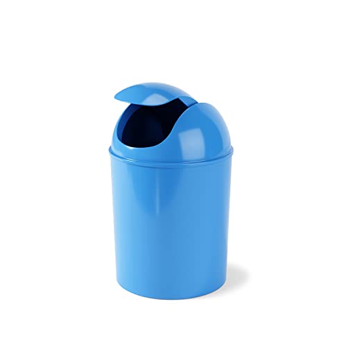 Umbra 1.25 Gallon Mini Waste Can with Removable Swing-Top Lid - Small Garbage Bin for Kitchen, Bathroom, Bedroom, Office - Compact Trash Can Fit Under Tables & Counters - Sky Blue - color: Sky Blue