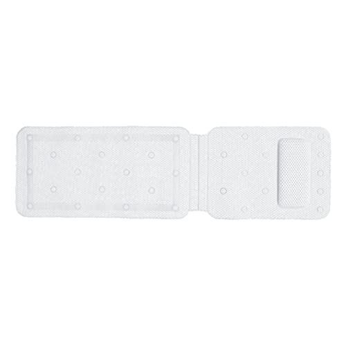 Bathtub Mat Full Body Spa Cushion Pillow Soft Quilted Breathable Bathtub Mat with Powerful Suction Cups for Relaxing Bath Time PVC Sponge Material White 49.2 X 14.2 Inch