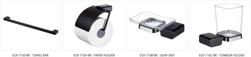 ECKOREA® Matte Black Tumbler Holder ECK-710C-BK, Tumbler Included, Durable Zinc Alloy, Wall-Mounted, Screw-in - size: ECK-710C-BK