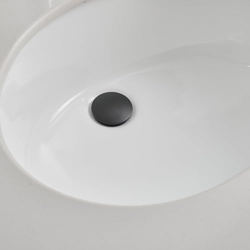 Bathroom Sink Drain, 1-1/2" to 1-3/4", Matte Black | Bathroom Sink Stopper with Overflow Pop Up Drain Assembly Stopper, Vessel Vanity Lavatory Commercial Bath Brass - color: Black
