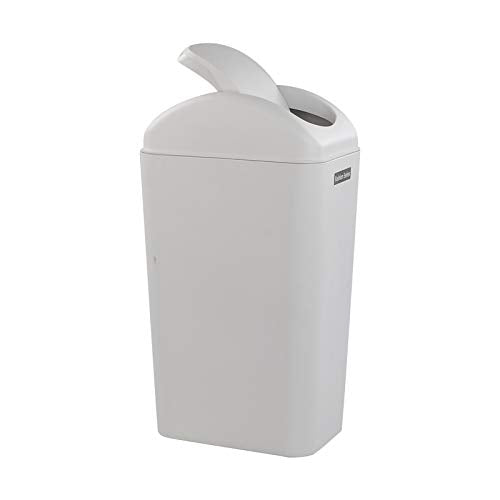 14 L / 3.3 Gallon Swing Trash Can, Slim Trash Bin, Light Grey | For Narrow Space at Home
