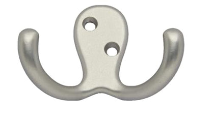 QCAA Premium Double Robe Hook, 2-3/4", Zinc Die Cast, Satin Matte Nickel, Made in Taiwan, 6 Pack - size: 6pack-Satin Matte Nickel