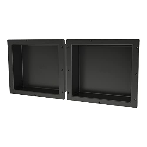 Tile Redi USA RNDH1614S-14 Niche Double Recessed Shower Shelf, Two Shelves, 14" H X 32" W, Black - size: 14" H X 32" W, style: 2 Shelves