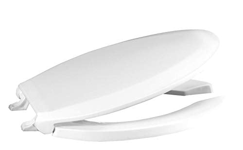 Centoco Elongated Toilet Seat, HD Commercial, Self Sustaining Hinge, White | Stainless Steel Self Sustaining Hinge, Heavy Duty Commercial, Open Front with Cover, Plastic, Made in the USA, 820STSS-001 - size: Elongated, style: Commercial