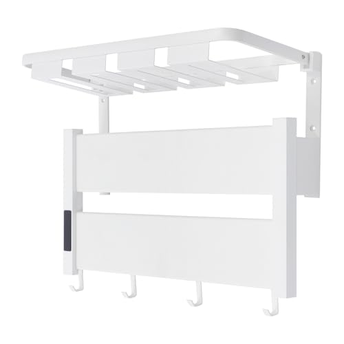 Electric Towel Warmer, Wall-Mounted Towel Heater with Timer, Foldable Shelf, 95-158℉ Temp, Aluminum Plug-in Bath Heater for Bathroom, 100W, IPX4 Water Prevention, 44lbs + 33lbs Capacity (Creamy White)