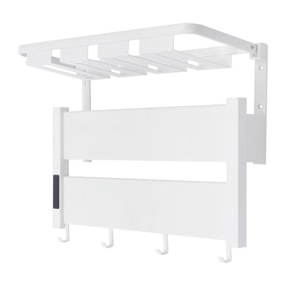 Electric Towel Warmer, Wall-Mounted Towel Heater with Timer, Foldable Shelf, 95-158℉ Temp, Aluminum Plug-in Bath Heater for Bathroom, 100W, IPX4 Water Prevention, 44lbs + 33lbs Capacity (Creamy White)