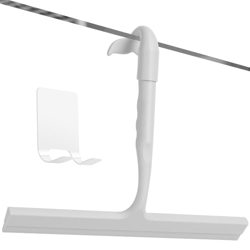 Shower Squeegee for Glass Doors, All One Piece Award Winning Squeegee | 2-in-1 Silicone Squeegee with Hook | Streak-Free Bathroom Squeegee for Shower Glass,Mirror,Bathroom,Tile Wall | 10-Inch,Gray - color: Gray