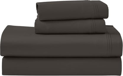 SUPERIOR Egyptian Cotton 4 Piece Sheet Set, Luxury 1000 Thread Count, Eco-Friendly, Sustainable Sheets, Basics, Solid, Deep Pocket Fitted Sheet, Flat Sheet, Pillowcases, Olympic Queen, Charcoal - color: Charcoal, size: Super Queen