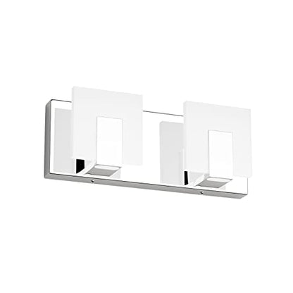 Aipsun 2 Lights Dimmable Modern LED Vanity Light for Bathroom Frosted White Acrylic Chrome Up and Down Bathroom Wall Light Fixtures Over Mirror(White Light 6000K) - size: 2 Lights