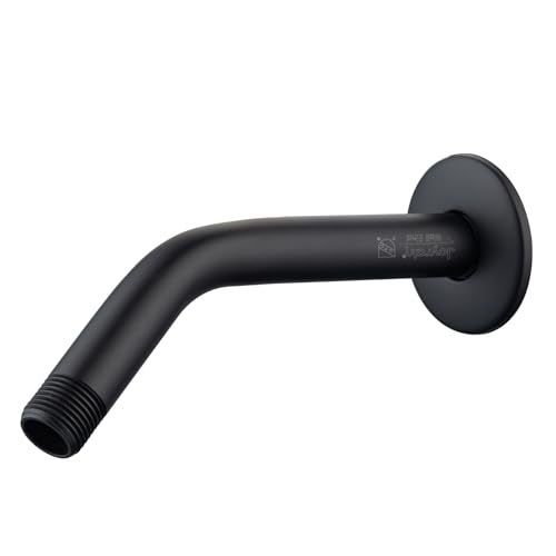 Joyrain Shower Arm with Flange, 304 Stainless Steel Extension Pipe for Fixed Shower Head, Wall-Mounted (6 inch and 8 inch Options) (Matte Black, 8 inch) - color: Shower Armm (8-In), size: Matte Black