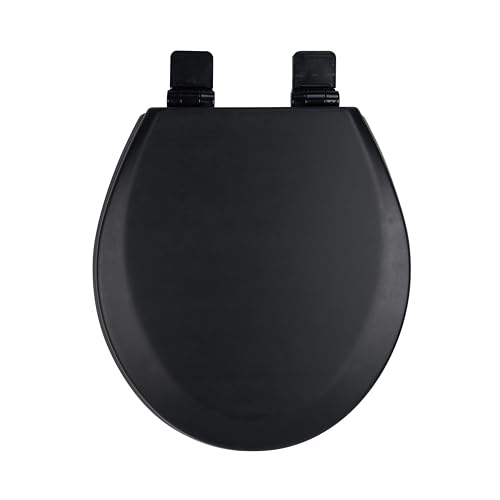 Toilet Seat, Slow Close, Soft Touch, Ultra-Smooth Matte Finish (No Orange-Peel Texture), Premium Moulded Wood, Quick Release, PIKLiDS (Black, Round) - color: Black, size: Round