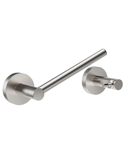RUACQ Brushed Nickel Toilet Paper Holder Wall Mount for Bathroom | Dual-Post Pivoting Tissue Roll Holder, SUS304 Stainless Steel, Screw-in with Round Base, Rustproof, for Hotel Apartments - color: Brushed Nickel, size: Wall Mounted