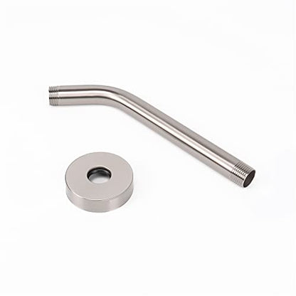 Shower Arm with Flange and Teflon Tape, Wall Mounted Shower Pipe 304 Stainless Steel Extension Arm for Fixed Shower Head & Handheld (8 Inch, Brushed Nickel) - color: Brushed Nickel, style: 8 Inch