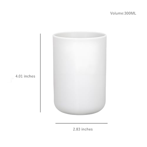 2 Pieces Plastic Bathroom Tumbler Cup Toothbrush Holder Organizer Tumbler Cups for Bathroom Vanity,300ml(White & Grey)