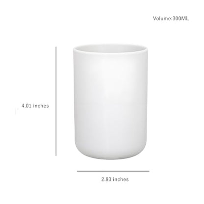 2 Pieces Plastic Bathroom Tumbler Cup Toothbrush Holder Organizer Tumbler Cups for Bathroom Vanity,300ml(White & Grey)
