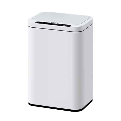 ELPHECO Stainless Steel Office Trash Can 6.6 Gallon Motion Sensor White | Automatic Garbage Bin Rectangular Touch Free Waste Bin for Hotel and Living Room, 2AA - color: White
