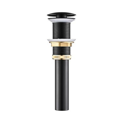 AVSIILE Matte Black Bathroom Sink Drain Without Overflow Vessel Sink Lavatory Vanity Pop Up Drain Stopper, All Metal Rustproof Brass and 304 Stainless Steel - color: Matte Black, style: Non-overflow