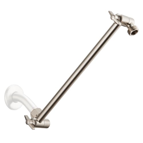 11 Inch Adjustable Shower Head Extension Arm With Locking Set Screw, Singing Rain 304 Stainless Steel Nickel Brushed Angle Height Adjustable, G1/2 Universal Connector Compatible (Nickel Brushed) - color: 2. Nickel Brushed, style: 11 inch