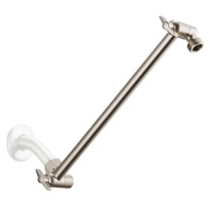 11 Inch Adjustable Shower Head Extension Arm With Locking Set Screw, Singing Rain 304 Stainless Steel Nickel Brushed Angle Height Adjustable, G1/2 Universal Connector Compatible (Nickel Brushed) - color: 2. Nickel Brushed, style: 11 inch