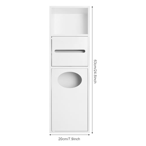 Recessed Toilet Paper Holder, Stainless Steel Shower Niche, Recessed Wall Niche, in-Wall Trash Bin Cabinet, Toilet Storage Cabinet with Trash Can for Bathroom - White - color: White