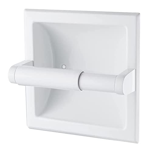 Recessed Toilet Paper Holder White - Bathroom Toilet Tissue Holder Wall Mount Recessed Toilet Paper Roll Holder Stainless Steel - color: White, size: Recessed