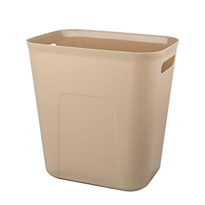 UUJOLY Plastic Small Trash Can Wastebasket, Garbage Container Basket for Bathrooms, Laundry Room, Kitchens, Offices, Kids Rooms, Dorms, 3.5 Gallon, Khaki | Compact Sturdy Garbage Can for Bathroom, Laundry Room, Kitchen, Office, Kids Room, Dorm, Durable, E