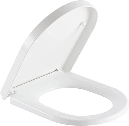 Toilet Seat D Shape Soft Close Quick Release Easy Clean Toilet Seat Replacement with Non-Slip Bumpers for Bathroom White