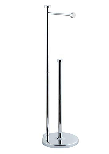 SunnyPoint Free Standing Bathroom Toilet Paper Holder Stand with Reserve, Reserve Area has Enough Space for Jumbo Roll (Chrome) - color: Chrome