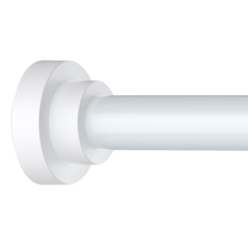 Thestoa Shower Curtain Rod Adjustable 43-66 inch, 1"Diameter Spring Tension Curtain Rod No Drill, Anti-Rust Non-Slip Shower Rod, White Shower Curtain Rod for Bathroom Tension - color: White, size: 43"- 66"