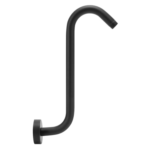 NearMoon S Shaped Shower Head Riser Arm, Shower Extender Arm with Flange, Standard 1/2" Connection- Bathroom Accessory (12 Inch, Matte Black) - color: Matte Black, style: 12 Inch
