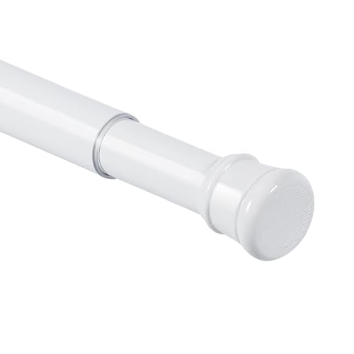 No Sectional Assembly Tension Curtain Rod 28-48 Inch | 1" Diameter Spring Long Adjustable Shower Curtain Rods for Bathroom Windows Closet No Drilling No Rust, White - color: White, size: 28-48Inch, No Assembly