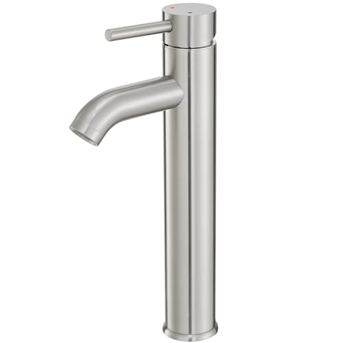 VOTON Vessel Sink Faucet Chrome Modern Tall Bathroom Faucets Single Handle One Hole Rv Vanity Lavatory Bathroom Sink Faucet - color: T-Brushed Nickel, size: Tall