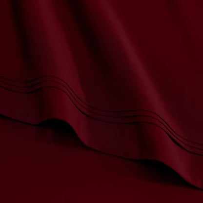 SUPERIOR Egyptian Cotton 4 Piece Sheet Set, Luxury 1000 Thread Count, Modern Design, Sustainable Sheets, Ultra-Soft Basics, Solid, Deep Pocket Fitted Sheet, Flat Sheet, Pillowcases, Full, Burgundy - color: Burgundy, size: Full