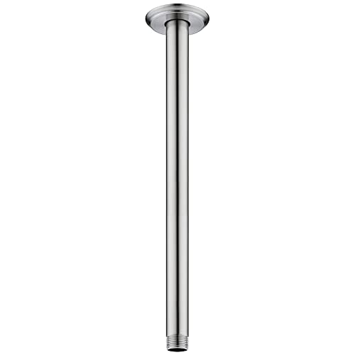 12 Inch Brushed Nickel Ceiling Mount Shower Arm for Rain Shower Head | Shower arm and flange - color: Brushed Nickel, size: 12 Inches