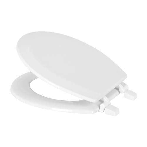 J&V Textiles Round Wooden Toilet Seat With Beveled Edge (White)* - color: White