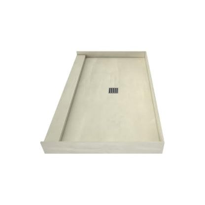 36x60 Shower Pan, Single Curb, Brushed Nickel Square Grate | Leak-Proof, Flat-Bottom, Tileable Shower Base Pan, Pre-Pitched with Integrated Drain and Splash Walls for Bathroom Remodels - color: Center Drain, Single Curb, Brushed Nickel