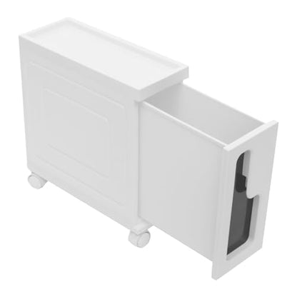 1 Tier Slim Bathroom Storage Cabinet, 15.7" L X 6.3" W X 16.9" H Slim Rolling Cart, 66.14 Lbs Load-Bearing Capacity Narrow Storage Cabinet for Living Room, Kitchen, Bathroom, Office - size: 15.7" L X 6.3" W X 16.9" H