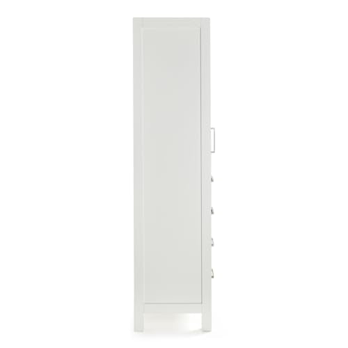 ARIEL Cambridge Bathroom Storage Cabinet - Solid Hevea Wood and Fully Assembled for Long-Lasting Durability and Sophisticated Finish, Freestanding Linen Bathroom Cabinet - 65”H x 20”W x 16”D, White - color: White, style: Cambridge