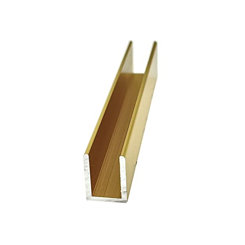 Brixwell SDCD38BGA-CCP4 Brite Gold Anodized 3/8" Fixed Panel Shower Door Deep U-Channel - 4 inch Sample - color: Brite Gold, size: 4 Inch - Sample