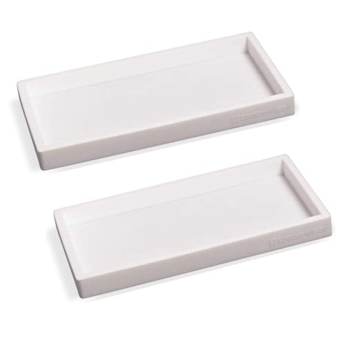 Countertop & Vanity Silicone Tray – 2 PC Small 7.7" Soap Tray | Kitchen Soap Tray Set, Dish Soap Tray for Kitchen Counter, Kitchen Sink Tray, Silicone Soap Dispenser Tray & Sponge Holder - color: White, size: 2 PC Small - 7"