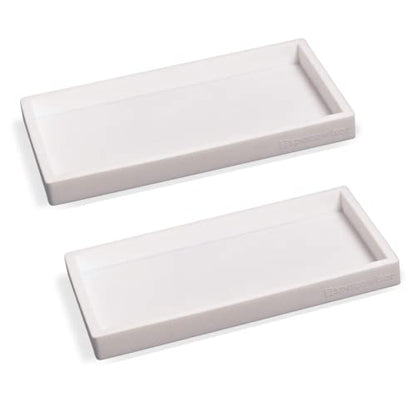 Countertop & Vanity Silicone Tray – 2 PC Small 7.7" Soap Tray | Kitchen Soap Tray Set, Dish Soap Tray for Kitchen Counter, Kitchen Sink Tray, Silicone Soap Dispenser Tray & Sponge Holder - color: White, size: 2 PC Small - 7"