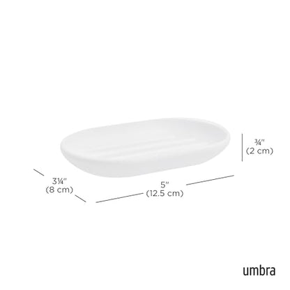 Umbra Touch Soap Dish, Plastic Soap Holder with Drainage, White - color: White
