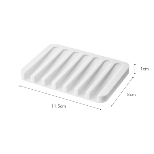 Yamazaki Home Soap Tray - Silicone Holder Dish for Sink, Silicone, No Assembly Req. | Sloped base directs water back into the sink to keep counters dry. Easy-to-clean design requires no assembly. Saves space.