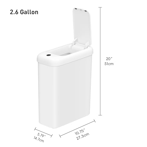 EKO Small Automatic Trash Can Starter Set - Includes 2.6 Gallon Slim Touchless Bathroom Garbage Bin Plus 80-Count of 2.6 Gallon Extra-Strong Drawstring Small Trash Bags