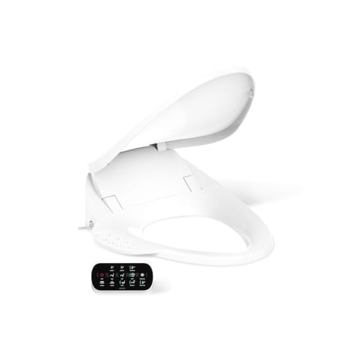 Kohler PureWash E750 Elongated Heated Bidet Toilet Seat, White with Touchscreen Remote Control, Quiet-Close Grip-Tight Lid, Self-Cleaning Wand, Warm Water Bidet, Adjustable Water Pressure, Nightlight - color: White