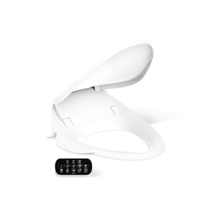 Kohler PureWash E750 Elongated Heated Bidet Toilet Seat, White with Touchscreen Remote Control, Quiet-Close Grip-Tight Lid, Self-Cleaning Wand, Warm Water Bidet, Adjustable Water Pressure, Nightlight - color: White